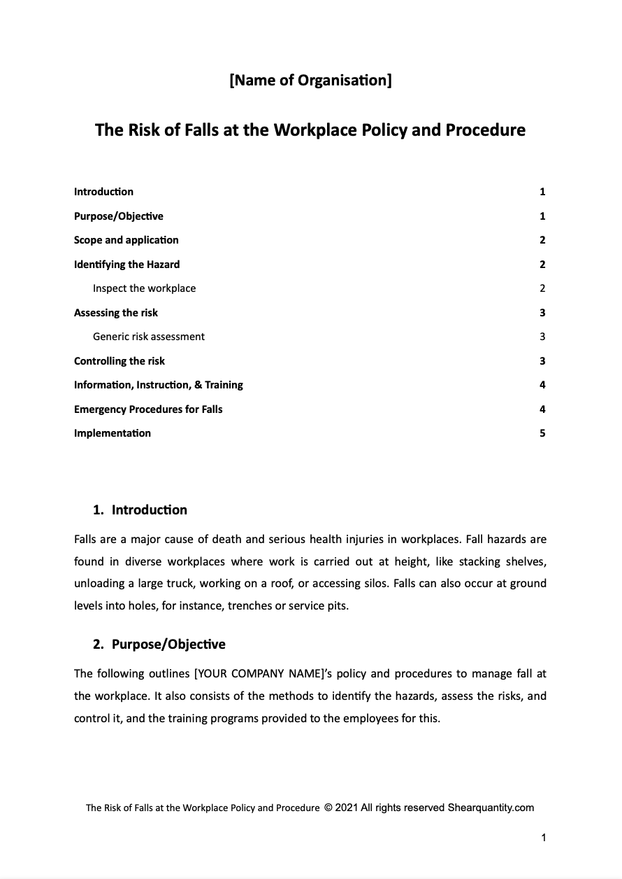Hazardous Manual Tasks Policy and Procedures